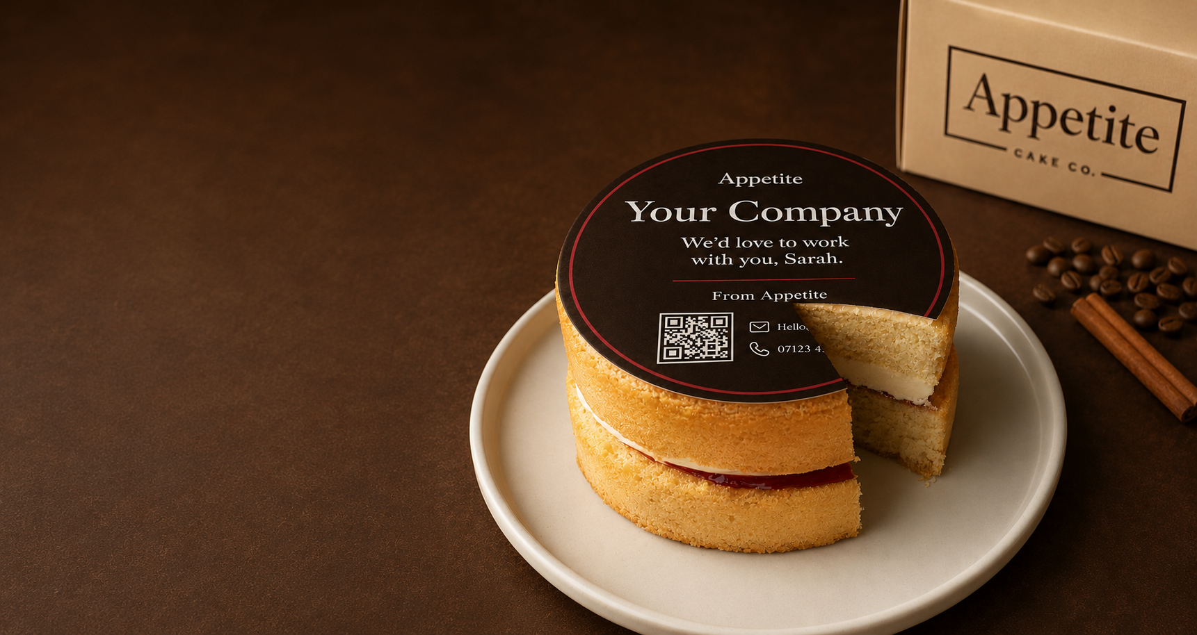 Personalised Appetite cake with company branding